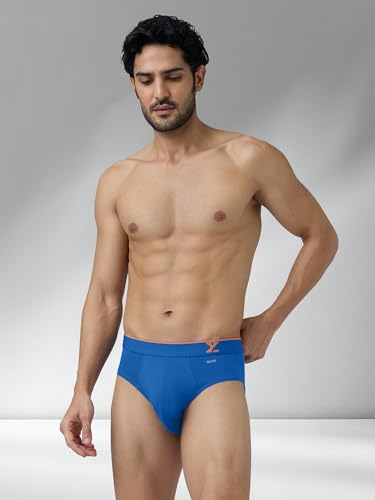 Image of XYXX Men's Traq Super Combed Cotton Regular Fit Solid Antibacterial Briefs with No Marks Waistband (Pack of 2)