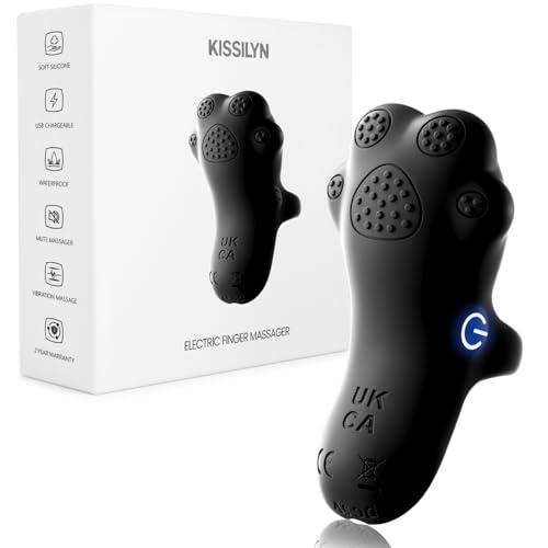 KISSILYN Multifunctional Mini Finger Massager, Waterproof Rechargeable Portable Relaxation Massage Tool (Black)