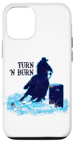 Barrel Racer Barrel Racing Turn 'N Burn Rodeo Blue & White Case for iPhone 12/12 Pro