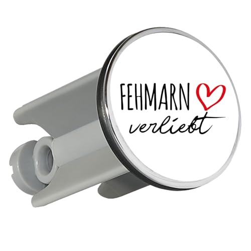 Huuraa Waschbeckenstöpsel Fehmarn verliebt Geschenk 4cm für Waschbecken Abflussstopfen Fehmarn Geschenkidee
