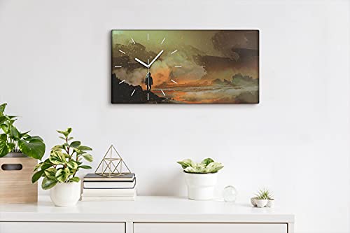 Horloge sur toile salon 60x30cm tableau espace sans tic tac - 4