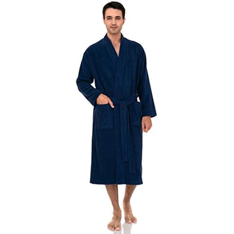 TowelSelections Mens Robe, 100% Cotton Terry Cloth Bathrobe, Spa Bath Robes for Men Medium/Large Twilight Blue Cover