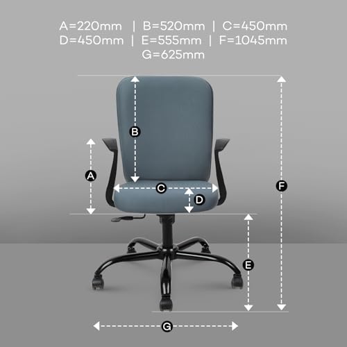 Image of IAFA FURNITURE Mavro Office Chair, Mid Back Upholstery Ergonomic Home Office Desk Chair with Fixed Armrests & Spacious Cushioned Seat | Heavy Duty Metal Base (DIY) (Grey)