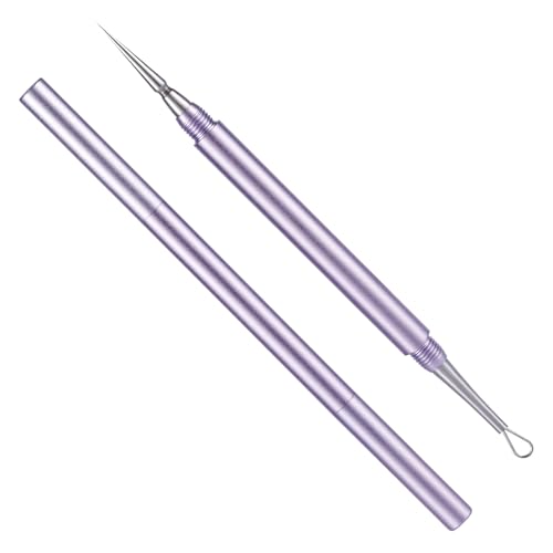 Estrattore di Punti Neri, Metallo 2 in 1 Ago per la Pulizia Dell'Acne Professionale Ago per Schiacciare i Brufoli Doppia Estremità Rimozione di Punti Neri per Naso e Viso (Viola)