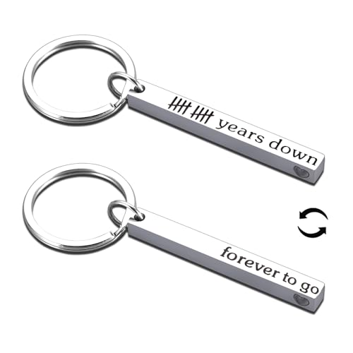 10 Years Anniversary Tin Gifts for Him Her - 1PC 10th Anniversary Keychain Gifts for Husband Wife Couple, Ten Wedding Anniversary Present for Men Women