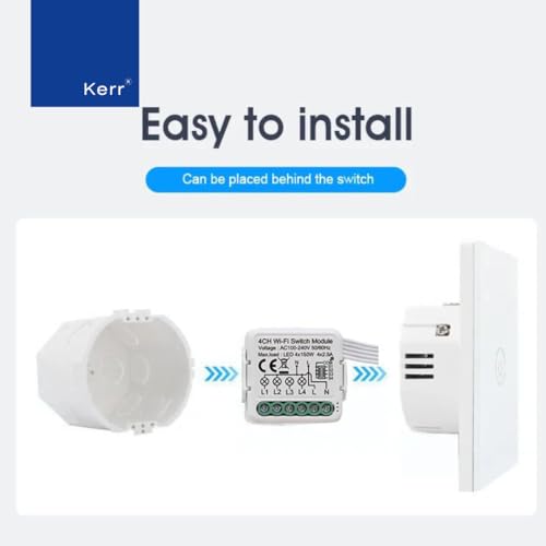 Image of Kerr Smart Switch Module (Mini-Series), Retrofit Smart Switch 10A, 230V AC, Supports Schedule, APP & Voice control, Compatible with Alexa and Google Home Assistant. (Wifi, 2CH)