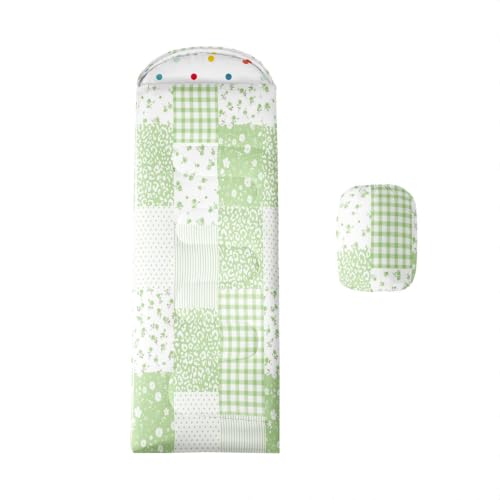 Feelyou Bolsa de Dormir para Camping 3 Estaciones para Niños y Adultos Verde Rectangular Resistente al Agua Ligera y Portátil con Bolsillo de Compresión miniatura 1