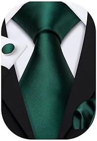 Barry.Wang Men Ties Plain,Solid Colors Handkerchief and Cufflink Necktie Set Formal Wedding Business