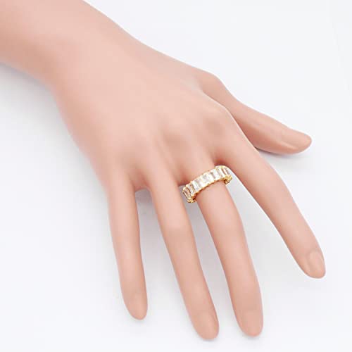 Lavencious 5mm Radiant Cubic Zirconia Stainless Steel Eternity Ring All-Around Band Ring for Women Size 6-93