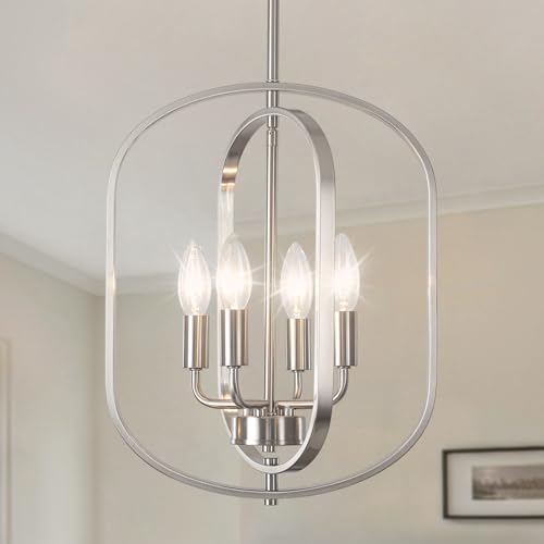 Nickel Chandelier Light, Modern Farmhouse Chandeliers for Dining Room Light