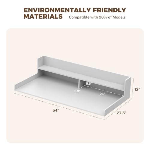 FAHKNS 2-Tier Washer Dryer Countertop - One-piece(Not Piece-Joined) Solid Wood Laundry Topper with Anti-Slip Mat, 54" Width Waterproof Laundry Room Organization, Light & Save Space, White by FAHKNS - Image 2