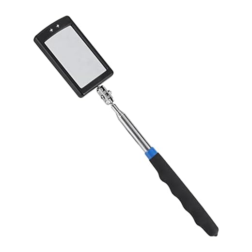 Telescopic Inspection Mirror - Extending, 360 Degree Rotating with 2 Extra Bright LED Lights