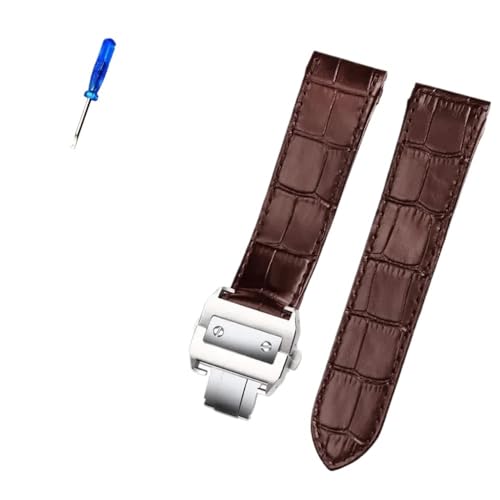Correa de cuero genuino 23 mm para hombres y mujeres con cierre plegable