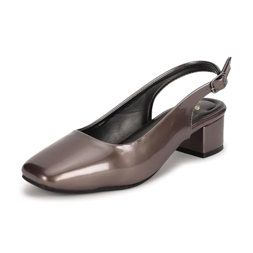 Image of Marc Loire Women Square Toe Solid Block Heel Pumps for Office, Party and Formal Wear