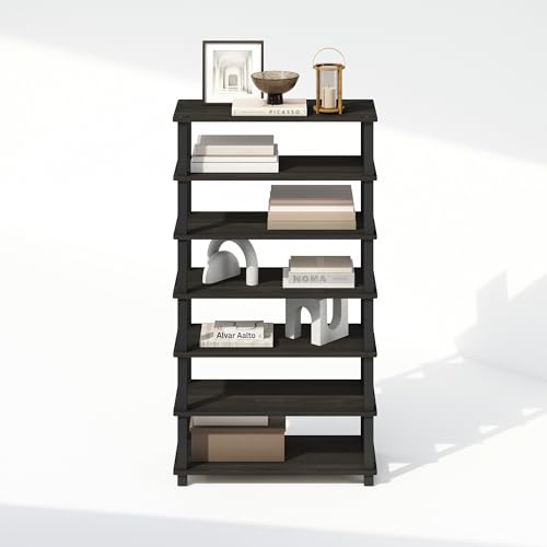 Image of Furinno Turn-N-Tube Storage Shelves Set of 2, 4-Tier Stackable Standing Shelf, Open Corner Shelf, for Organization and Storage, Living Room, Garage, Home Office, Espresso