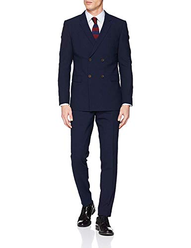 Costume homme bleu marine smoking de mariage slim fit double boutonnage ensemble deux pièces chic