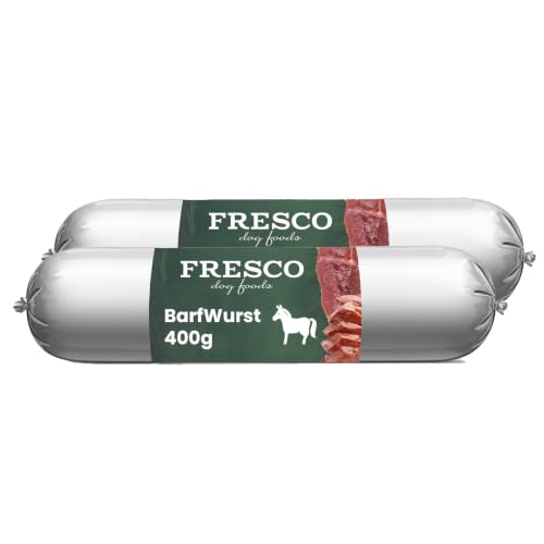 FRESCO Dog Barf Hundewurst schnittfest Pferd Pur 2x400g | Hundefutter Nass