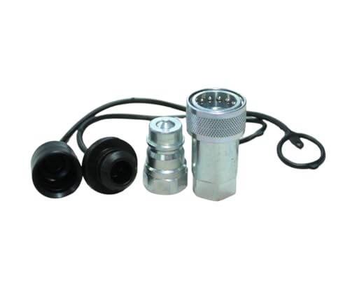 Image of 1 set of Hydraulic Quick Connect for Tractor, Size 1 /2 inch Thread 1 /2 inch NPT Ag ISO 5675 /ISO 7241-1 A Poppet Pioneer Style with Black Dust Cap included, .Dynamics. Brand
