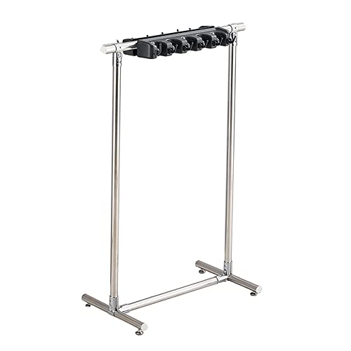 Mop and Broom Holder with 5 Slots and 6 Hooks Floor Mounted Mop Rack for Wet Mops Floor Standing Cleaning Tool Cart Storage Organizer for Garden Garage Schools Factories and Hotels