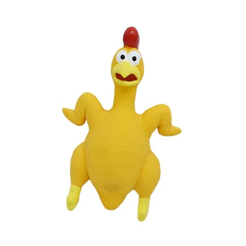 Qianly Borracha frango som frango resistente 12x21cm brinquedos para cães gritando brinquedo de fran
