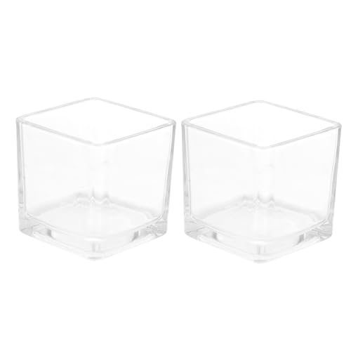 FUNOMOCYA 2piezas Taza De Vela De Aromaterapia Cuadrada Copas para Velas De Cristal Transparente Recipientes para Sencillas para Uso Casa o SPA