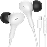 Auriculares tipo C con sonido estéreo alto: estos auriculares USB C con micrófono, cable de 1,2 metros y chip DAC potente integrado en el conector tipo C, brindan un sonido bien equilibrado con graves potentes y un sonido claro, minimizan el ruido ambiental y te sumergen en la música o el mundo de los juegos.