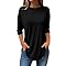 Uwdiohq Blouse Femme Chic Et Élégant Manches Trois pour Femmes Couleur Pure, À La (Black, XL) Chemise Longue Vetement Grande Taille Fluide Blanche Chemisier Fleuri Imprimé T Shirt Chauve Souris
