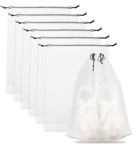 Teskyer Transparent Shoe Bags for Travel, 15.7" x 11.8" Waterproof Portable Travel Shoe Storage Bags for Packing - Travel Essentials for Men & Women, 6 PCS