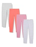 Amazon-Marke: RED WAGON Mädchen Leggings mit Print, 4er-Pack, Mehrfarbig (Streifen/Unifarben), 104, Label:4 Years