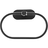 GAROZATION Wall Mounted Stainless Steel Towel Rod Round Towel Ring Set Black Tool-Free Bathroom for Home and Office Corrosion Resistant Bathroom Accessories