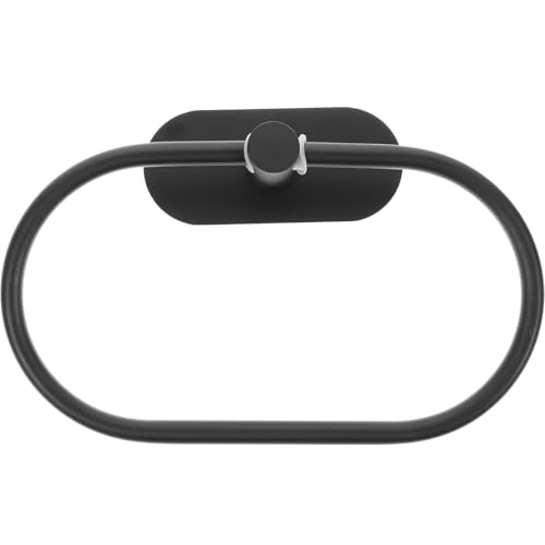 GAROZATION Wall Mounted Stainless Steel Towel Rod Round Towel Ring Set Black Tool-Free Bathroom for Home and Office Corrosion Resistant Bathroom Accessories