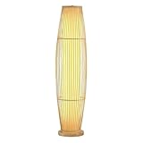 Conception des lignes épurées: ce lampadaire en bambou a des lignes épurées, et la lumière à travers l'abat-jour en tissu est chaude et douce, et l'artisanat fait à la main rend la lumière uniformément distribuée.