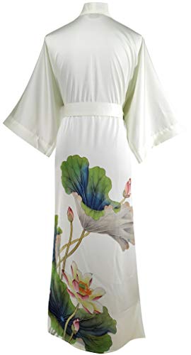 Ledamon Women's Kimono Long Robe - Classic Floral Bathrobe Nightgown2