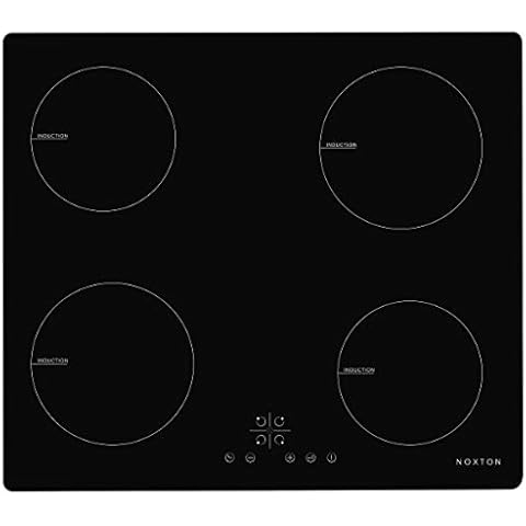 NOXTON 4 Zone Induction Hob, Built-in Electric Hobs 60cm Cooktop, Black Glass Panel with Sensor Touch Control Timer Fuction Child Safe Lock, 6400W Cover