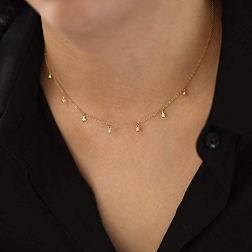 Round Bezel Diamond Drop Dangle Necklace, Diamonds Dangle Minimalist Necklace, Wedding Engagement An Round Bezel Diamond Drop Dangle Necklace, Diamonds Dangle Minimalist Necklace, Wedding Engagement An