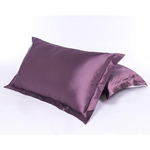 GELIMY 1Pair Soft Silk Feel Pillowcase Satin Pillow Cases Home Bedroom for Hair/Skin Bedding Cushion Covers Bedroom Decor BLUE (Purple) Cover