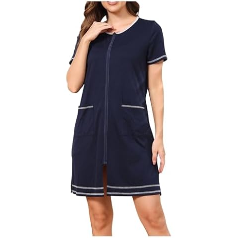 NSICBMNO Women's Lightweight Zip Up Dressing Gown Cover