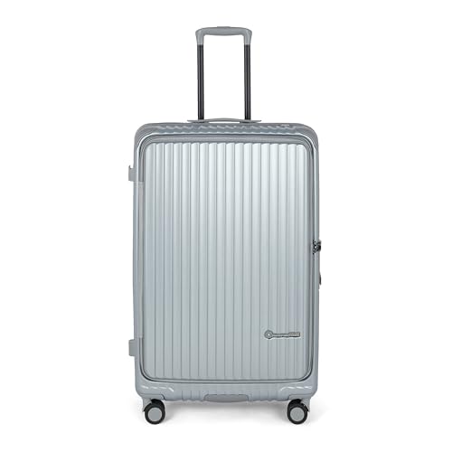 Image of SWISS MILITARY Polycarbonate Summit 360 Rotatable 8 Wheel 80cm Hard Trolley Luggage, Anti Theft Zip, TSA Lock, 15.6 inch Laptop Compartment Expandable Storage Suitcase & Dust Cover Free Large Silver 137L