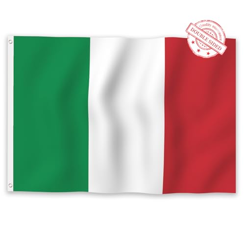 Aoihrraan Bandiera Italia 80x120cm Bandiera Repubblica Italiana Bifacciale Colori Vivaci Per Le Celebrazioni All'Aperto Decorazione Portico Bandiere Nazionali Con 2 Robusti Occhielli