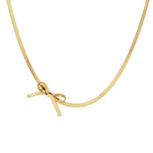 Collier pendentif à nœud pour femmes avec chaîne en os de serpent en métal