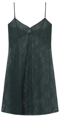 Women'secret Camisón Corto Sense 1 and 2 Encaje, Verde Botella, L Women's