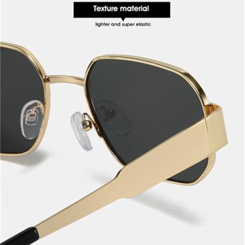 Lunettes de soleil rétro en métal doré de qualité supérieure
