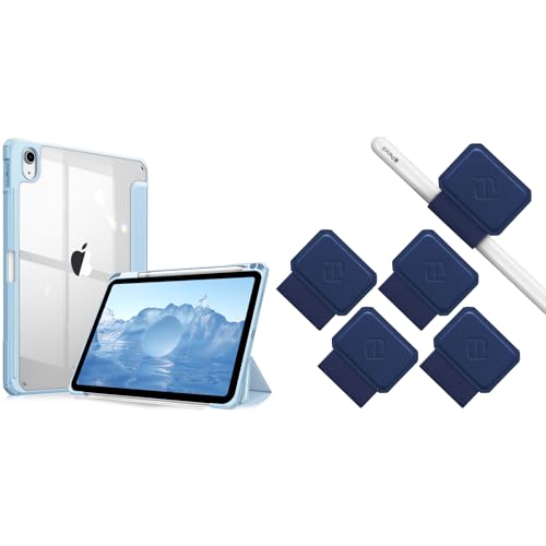 Fintie Hybrid Clear Clear Case for iPad (A16) 11th Generation 11 Inch (2025), iPad 10th Generation 10.9 Inch (2022) Bundle with 4 Pack Pen Loop Holder Compatible with Apple Pencil