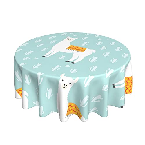 Alpaca Table Cloth Round Table Cover Wrinkle Resistant Waterproof Tablecloth 60 Inch Washable For Kitchen Party Picnic #TOP7