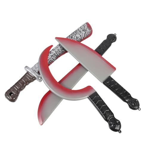 BESPORTBLE 4 pièces Couteaux Factices Sanglants Halloween Accessoires Cosplay Plastique Jouets Décoratifs Réalistes pour Fête Dextérieur Zombie