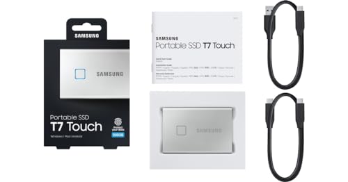 Image of Samsung T7 Touch 500GB Up to 1,050MB /s USB 3.2 Gen 2 (10Gbps, Type-C) External Solid State Drive (Portable SSD) Silver (MU-PC500S)