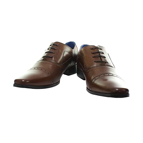 Roamers Mens Zwart Lederen Pleat Cap Oxford Smart Schoenen - Zwart Leer, Mens UK 7/EU 41 - Afbeelding 3