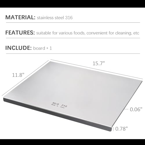 Tablas para cortar de acero inoxidable 316, 40x30 cm miniatura 6