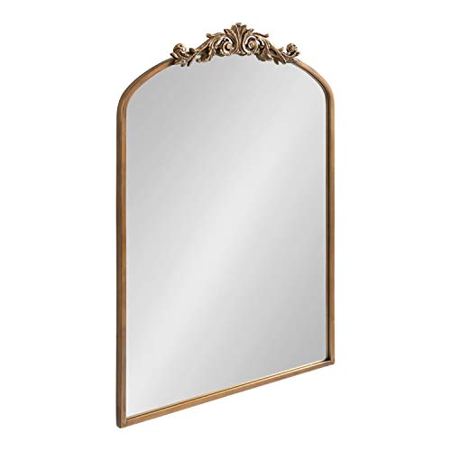 Image of Kate and Laurel Arendahl Traditional Arch Mirror, 24 x 36, Antique Gold, Baroque Inspired Wall Decor