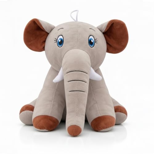 Image of Plush Grey Elephant Toy Teddy Bear Gift 20cm Soft Toys for Baby Girl Fully Washable Plush Toys and Stuffed Toys Perfect for Nursery Play and Cuddling (Grey)